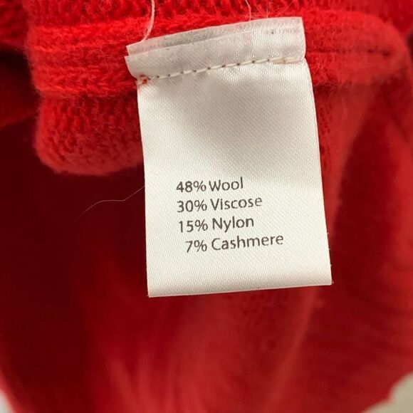 Bartolini Turtleneck Sweater Wool Blend Red High Low Slit size small - Picture 3 of 5